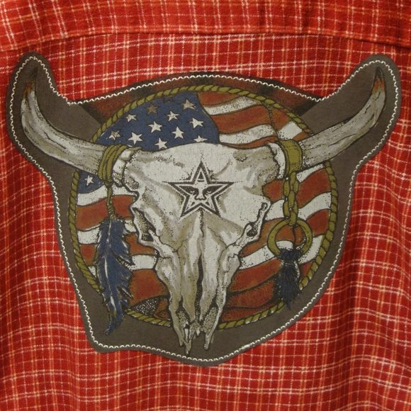 One-of-a-Kind Vintage Haband Custom Flannel w/ Cow Skull (Unisex - Men's M) - Picture 3 of 6